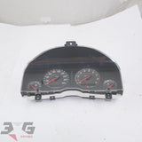 OEM factory automatic transmission speedometer or gauge cluster as removed from a series 1 R34 chassis Nissan Skyline with RB20DE NEO engine, years 1998 - 2000 with 3GSpares logo
