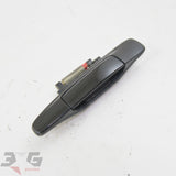 R34 Nissan Skyline sedan left rear exterior door handle paint code GV1 Black Pearl part number 82607-AA004 with 3GSpares logo.