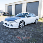 S14 Silvia Series 1 front-right side view – white coupe with dark color bonnet