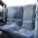 Nissan Silvia S14 rear seat bench – OEM two-tone cloth upholstery in grey and blue


