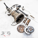 Nissan Silvia S14/S15 complete 5-speed manual conversion kit for SR20DE/SR20DET — includes gearbox, clutch pedal, slave cylinder, flywheel, driveshaft, and shifter.