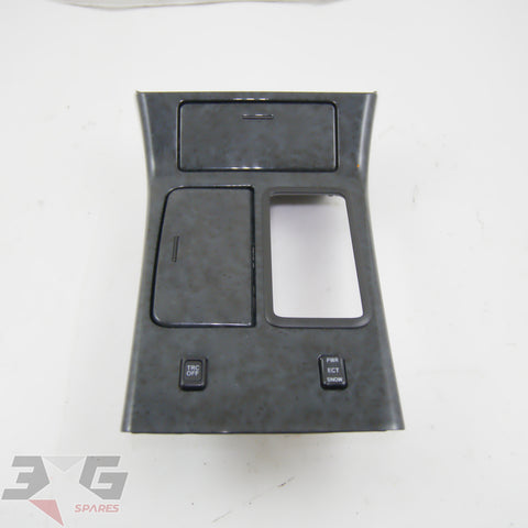 Toyota Crown JZS171 console shifter surround trim dark charcoal 55620-30090-B1 / 58804-30440-B1 with 3GSpares logo.
