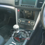 Subaru BP5 Legacy Spec B centre console and gear shifter area — 6MT manual
