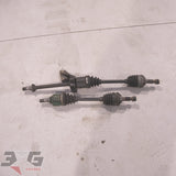 OEM factory left and right axles with CV joints as removed from an AE111 chassis Toyota with 4AGE engine and C160 6 speed gearbox, years 1991 - 1995, with 3GSpares logo. 

