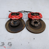 Subaru GD GG WRX Impreza Red 4-Pot Front Brake Caliper Set 294mm 26292FE040 26292FE050 OEM - 3GSpares NZ