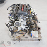 Nissan S13 180SX SR20DET complete engine package with turbo ECU and uncut manual wiring loom with 3GSpares logo.
