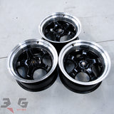 3x Crown 18x9.5 Inch +20 Offset Alloy Wheel Set 5x114.3 Black Polished Lip - 3GSpares NZ