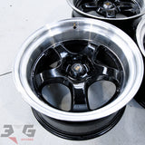 3x Crown 18x9.5 Inch +20 Offset Alloy Wheel Set 5x114.3 Black Polished Lip