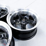 3x Crown 18x9.5 Inch +20 Offset Alloy Wheel Set 5x114.3 Black Polished Lip