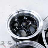 3x Crown 18x9.5 Inch +20 Offset Alloy Wheel Set 5x114.3 Black Polished Lip