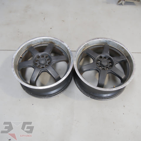AKITA-455 18x7.5 5x114.3 alloy wheel pair with 3GSpares logo.
