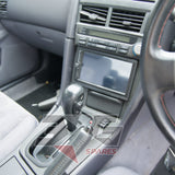 Nissan HR34 Skyline GT centre console — aftermarket double-DIN head unit