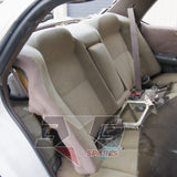 1997 Nissan Laurel HC34 Medalist rear seat interior, light brown upholstery — 3GSpares NZ
