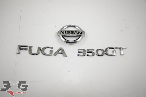 JDM Nissan Y50 Fuga Rear Trunk Boot Badge Emblem Set 350GT 04-07 Infiniti M35